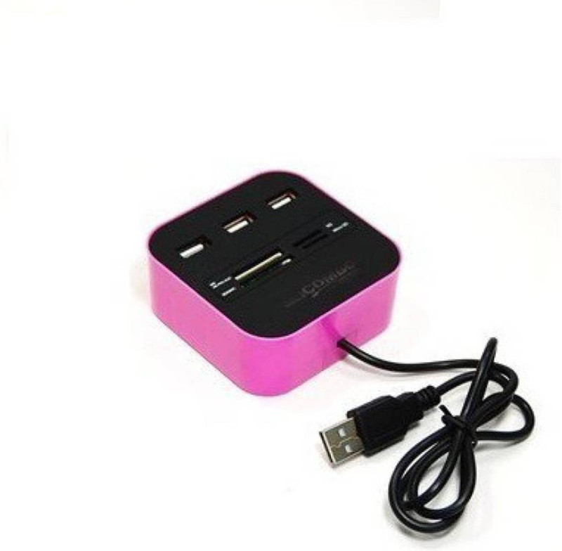 House Of Sensation 2.0 Combo Hub All In One with 3 ports for SD/MMC/M2/MS Multi Card Reader USB Adapter Card Reader(Pink) House Of Sensation 2.0 Combo Hub All In One with 3 ports for SD/MMC/M2/MS Multi Card Reader USB Adapter Card Reader(Pink)
