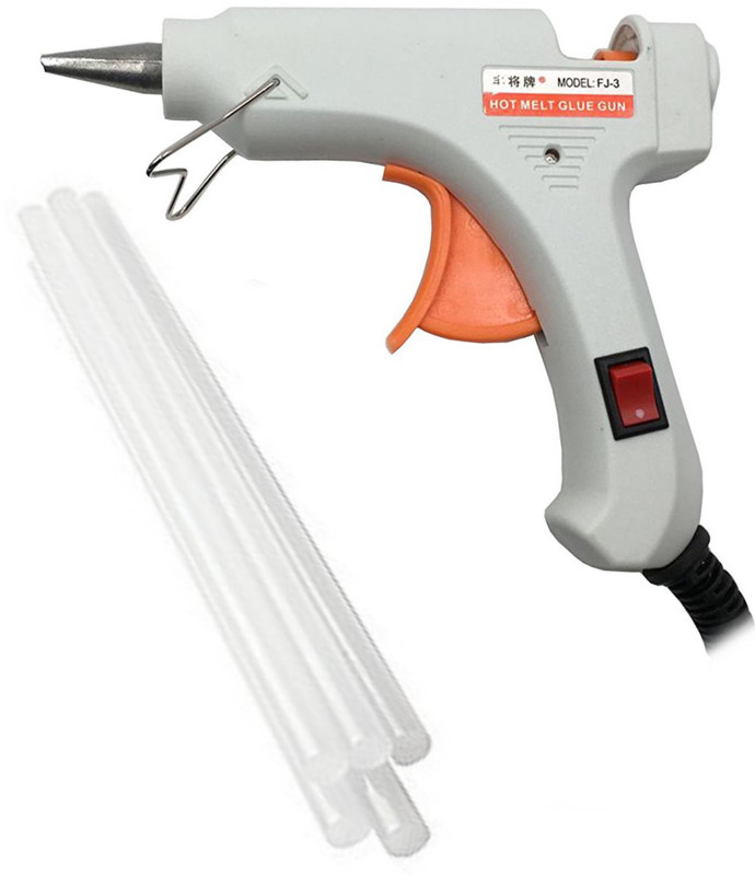 bandook 20W With 5 Glue Sticks Hot Melt Glue Gun White Color For Art and Crafts , Diy , Kirigami , Paper , PCB , Plush Toys , Crafts , Wood , Box High Temperature Corded Glue Gun(7 mm)