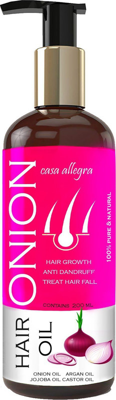 casa allegra Onion Hair Oil for Hair Regrowth - Anti Dandruff & Prevents Hafallall - Intensive Hair Treatment with real Onion Extract. Hair Oil(200 ml)