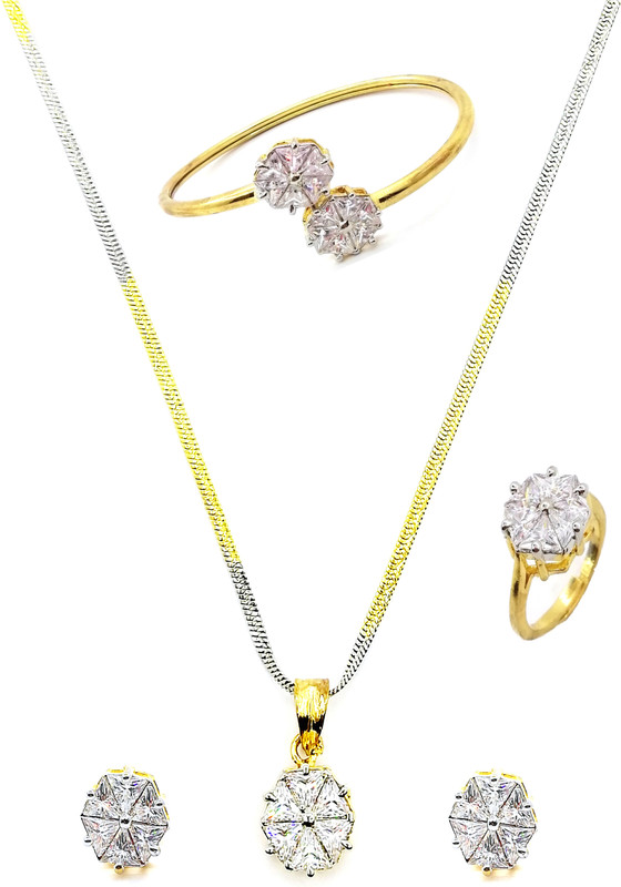 reyaz collections Alloy, Crystal Jewel Set(White, Gold)