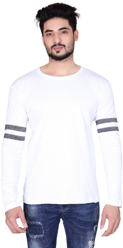 el major amigo Color block Men Round or Crew White T-Shirt