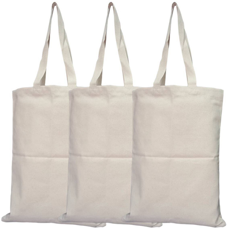 Rawpockets Rawbags 'Natural Colour tote bag(Pack of 3)', reusable 100% Cotton Eco-Friendly Recycled bag|Natural Colour|Eco bag |Canvas Fabric Multipurpose Bag(White, 5 L)