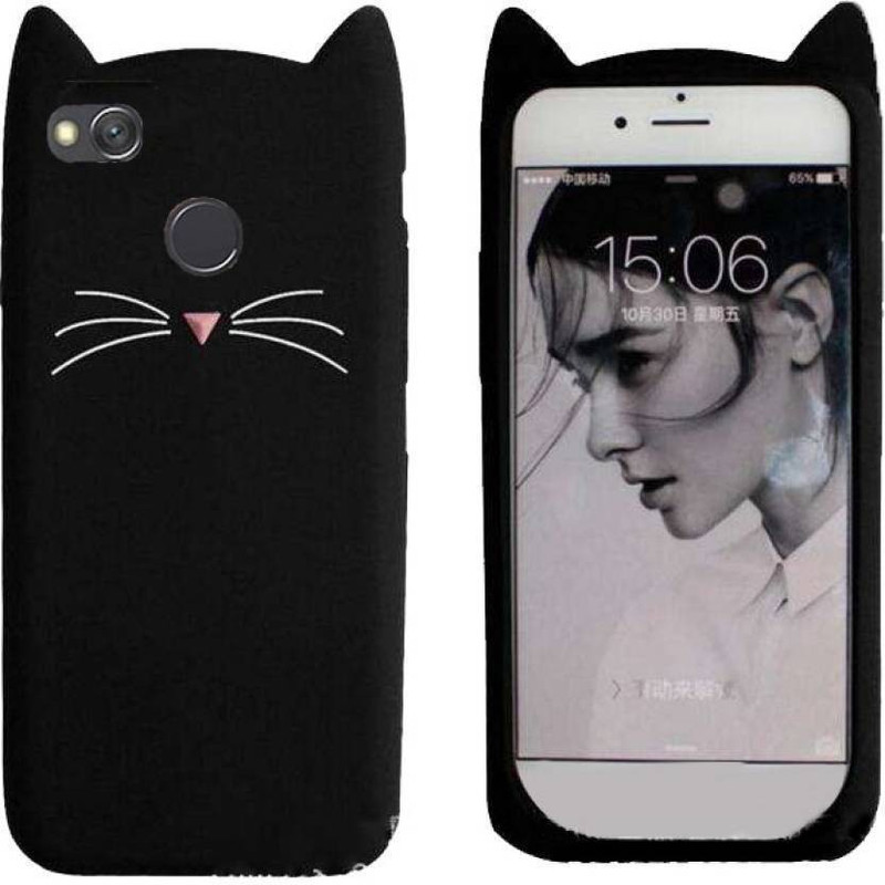 ina Back Cover for Mi Redmi Y1(Black,Cute Cat Case,Flexible Case,Soft Case, Dual Protection)