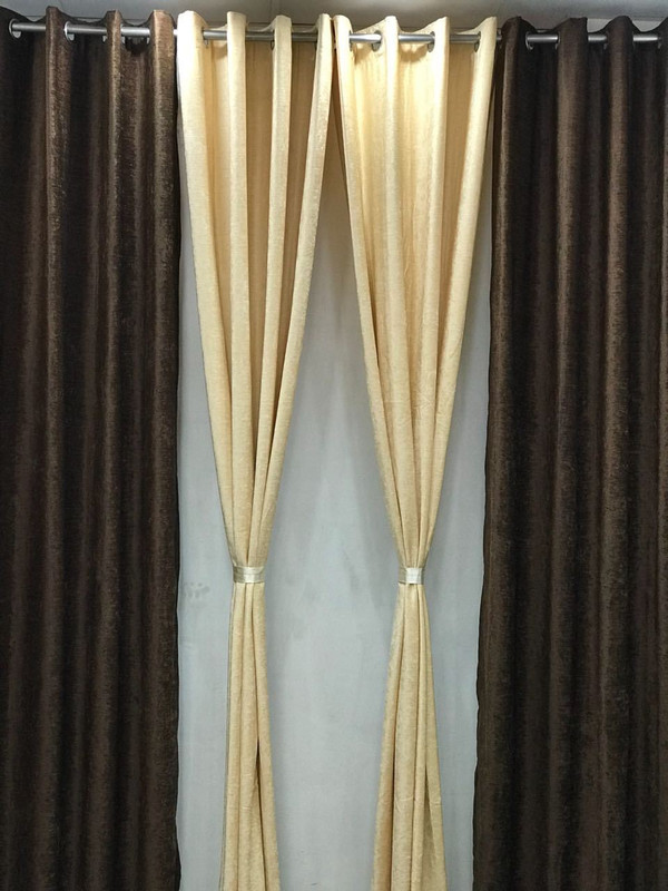 satvik trading co 108 cm (3 ft) Velvet Long Door Curtain Single Curtain(Solid, Brown)