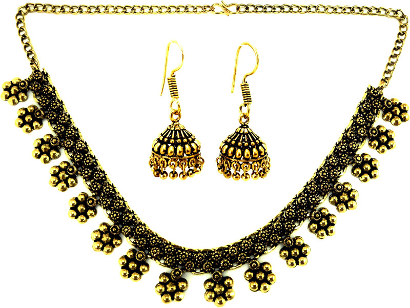shivay creative arts Brass Jewel Set(Gold, Black)