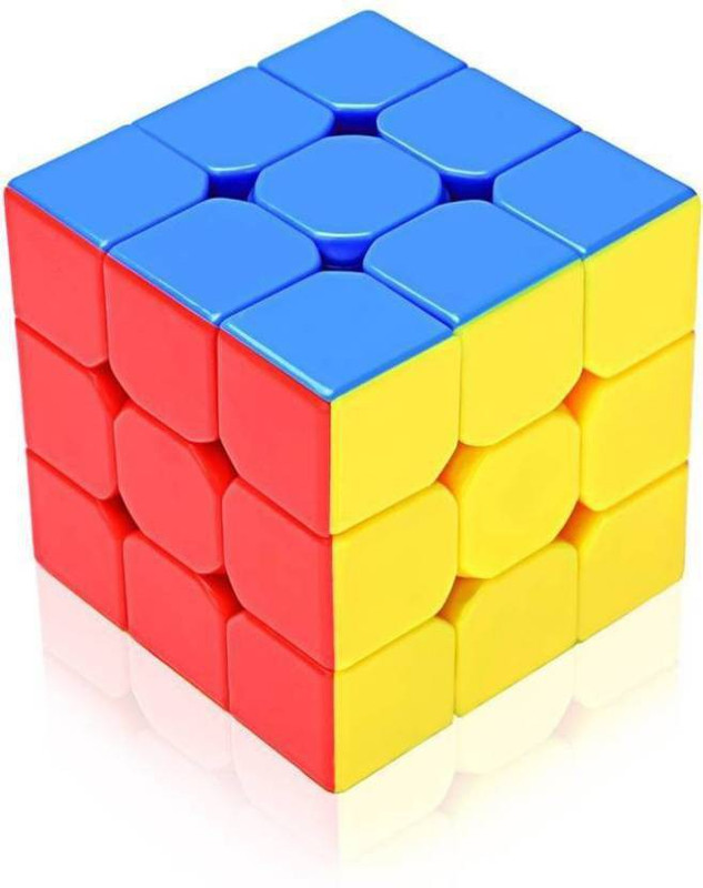 oongly High Speed Magic Cube Stickerless 3x3x3 Magic Rubik Cube, Durable Puzzle Toy For Kids Smooth turning & rotations (9 Pieces)(1 Pieces)
