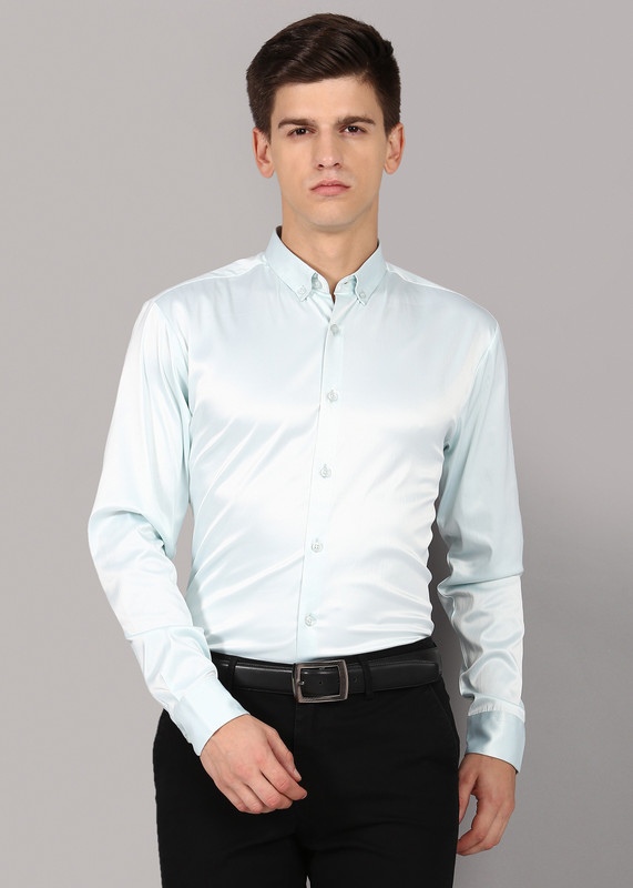 Rodid Men Solid Party Light Green Shirt