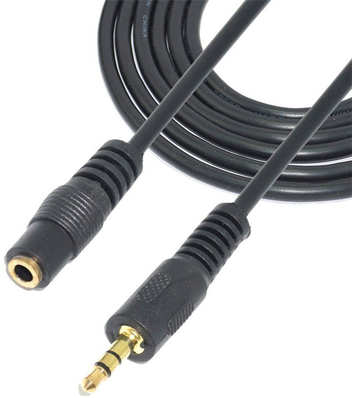 World2view TV-out Cable High Quality 3.5mm Male to Female Jack Extension Stereo Audio Cable 1.5 Meter(Black, For Home Theater)