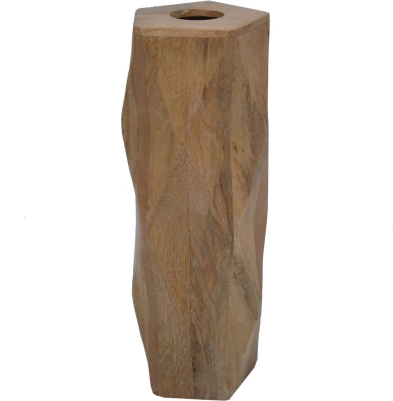 rrshandicrafts WOODEN FLOWER VASE Big Wooden Vase(15 inch, Brown)