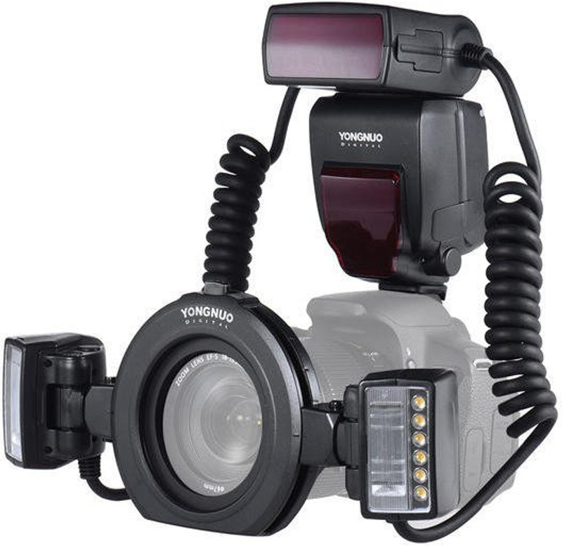 Yongnuo YN24EX E TTL Macro Flash Speedlite for Canon with 2pcs Flash Head and 4pcs Adapter Rings Twin Flash(Black)