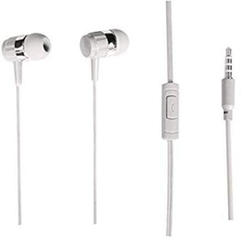 laxes High quality sound wired earphone with mic (white) Wired Headset with Mic(Red, In the Ear)