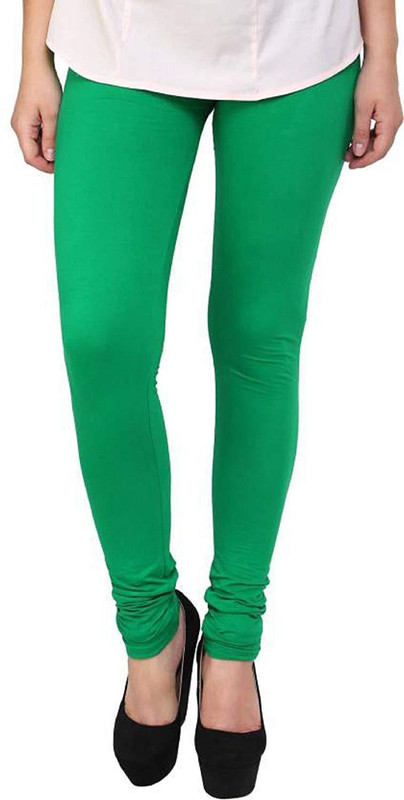 7sparrows Churidar  Legging(Green, Solid)