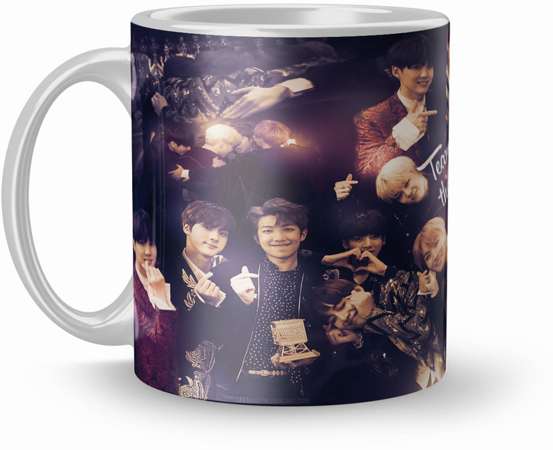 earnam BTS Bangtan Boys Gift Coffee 320Ml Multicolor (Coffee1623-1625 ) Ceramic Mug(350 ml, Pack of 2)