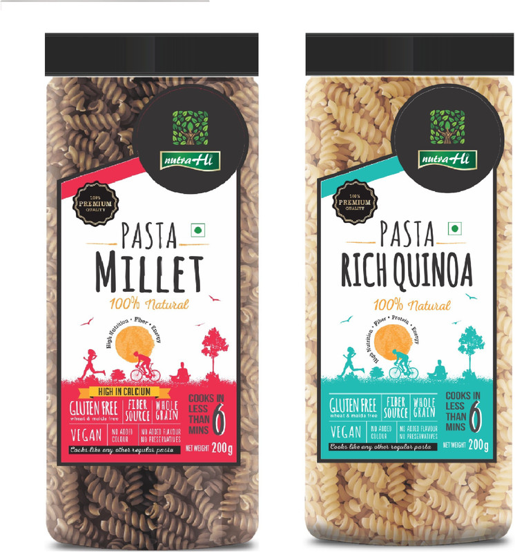 NutraHi Millet Gluten free pasta + Rich Quinoa Gluten free pasta (Combo) Fusilli Pasta(Pack of 2, 400 g)