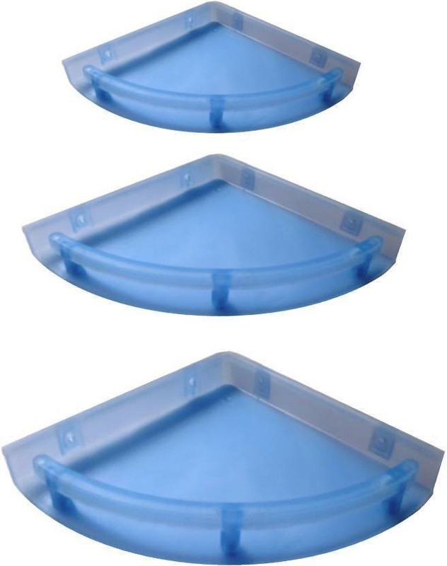 ansh UnBreakable" Premium Quality Crystal Clear Corner Set Plastic Bathroom Corner Shelves (Pack of 3, Clear) BLUE Plastic Wall Shelf (Number of Shelves - 3, Blue) Plastic Wall Shelf(Number of Shelves - 3, Blue)