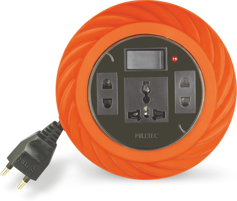 Milltec 2 Pin Twist Extension Box 3 Socket Surge Protector(Orange)
