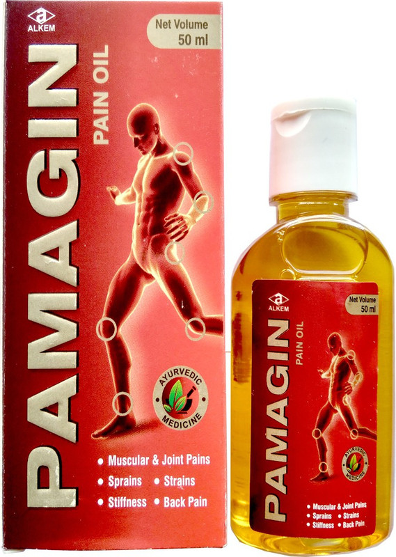 ALKEM Pamagin Pain Oil (Relives Muscular & Joint Pains,Sprains,Strains) (pack of 2) Liquid(2 x 50 ml)