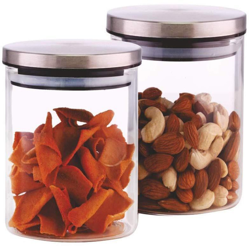 slings Alco 700 Ml glass jar  - 700 ml Glass Pickle Container & Salt Pepper Container, Fridge Container, Spice Container, Tea Coffee & Sugar Container, Grocery Container(Pack of 2, Clear)