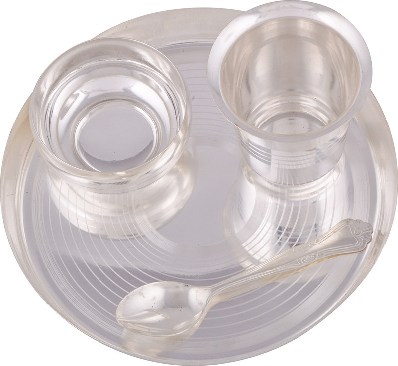 kritya Silver Plated Dinner Set Pack of 4 Dinner Set(Silver Plated)