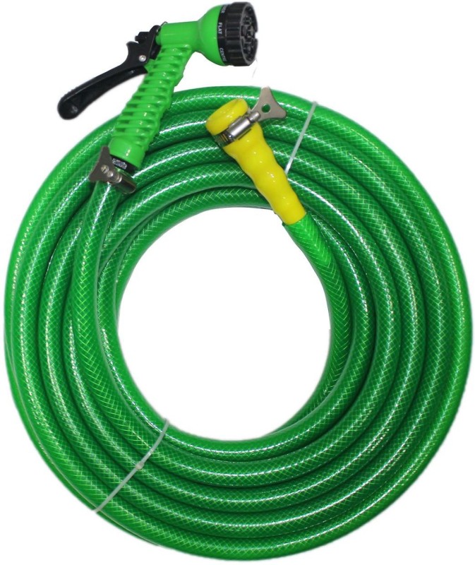 MAQ 20MTR PREMIUM BRAIDED HOSE GREEN 1/2" INCH WITH 8 MODE SPRAYER AND NOZZLE FOR MULTIPURPOSE USE SUITABLE FOR GARDEN, CARWASH, PETWASH, Hose Pipe
