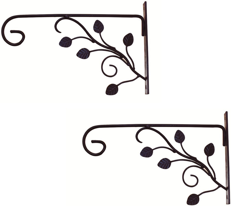 ascent homes Metal wall bracket- Leaf Branch Design set of 2 Iron Key Holder(2 Hooks, Black)