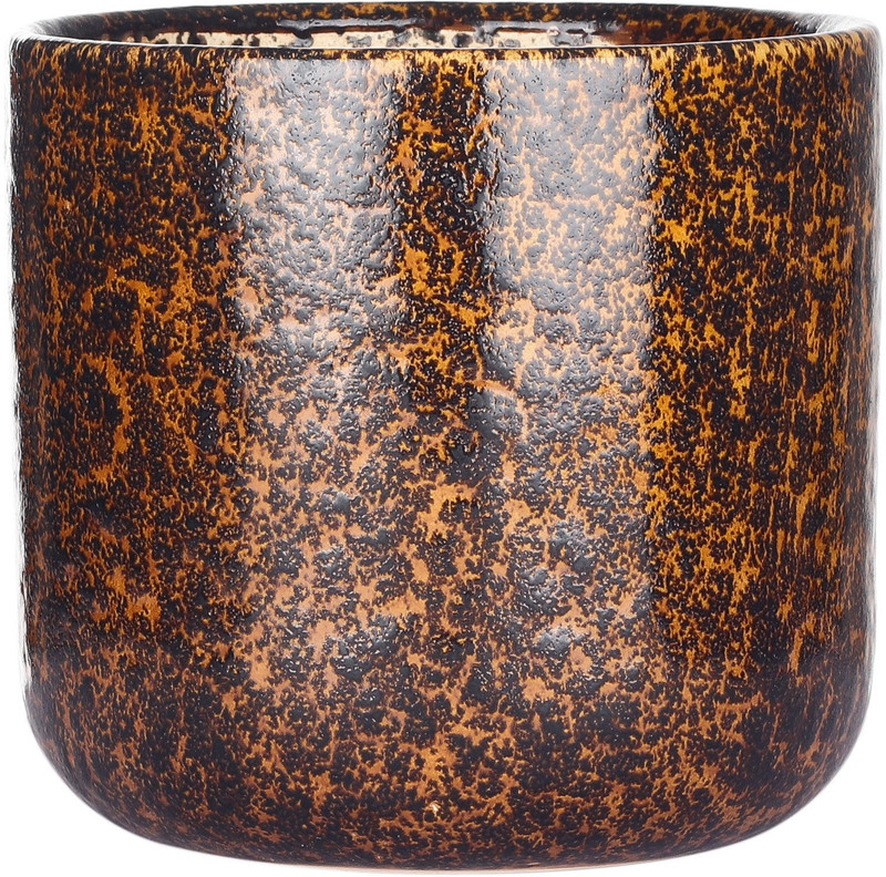 my green thumb Ceramic planter pot | Handmade clay/porcelain studio pottery| For Indoor, Outdoor, tabletop, Windowsill, home, garden and office decor| 6 inches (15cmX15cm) Leopard skin texture black on yellow(Pack of 1) Plant Container(Ceramic, External Height - 15 cm)