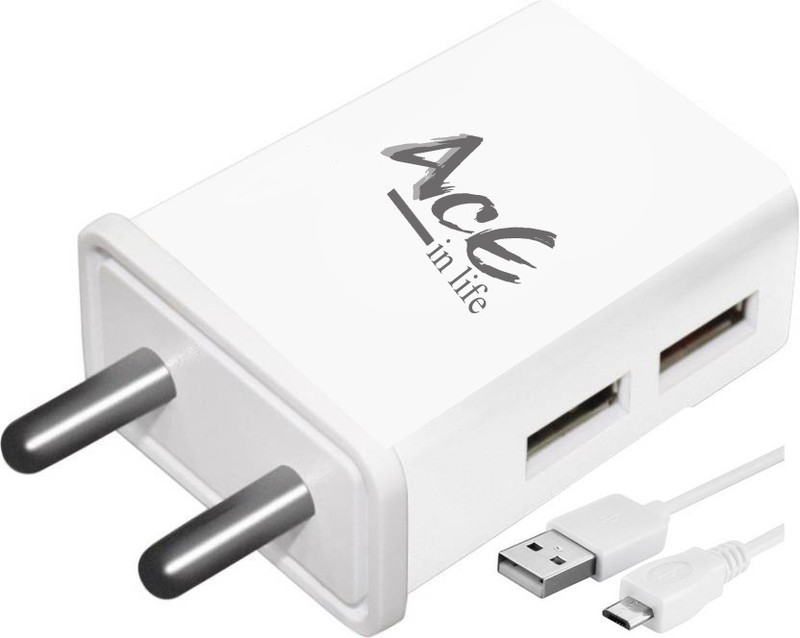 aaceinlife AcE 2.1 A Multiport Mobile Charger with Detachable Cable(Gray, Cable Included)