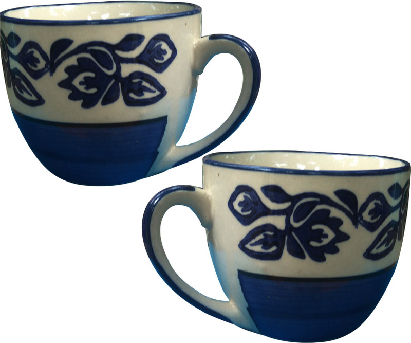 sawan shopping mart 2 Set Floral design Soup Bowl Ceramic/Stoneware (2 pc) Ceramic Disposable Soup Bowl(Blue, Pack of 2)
