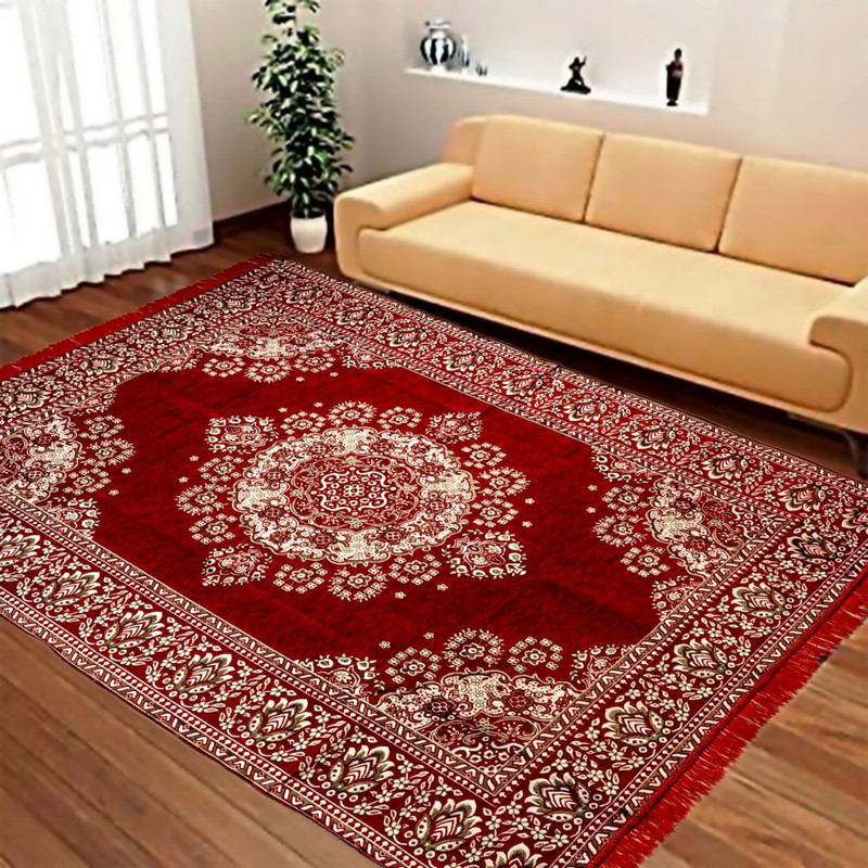 shoonya Maroon Cotton Carpet(121 cm  X 183 cm)