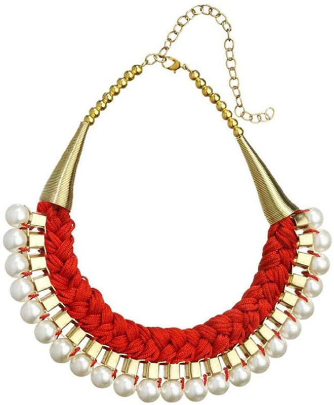 reyaz collections Reyaz collcetions necklace Pearl Gold-plated Plated Ribbon Necklace