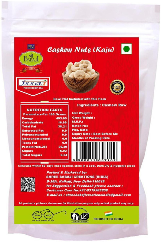 Shree BABAJI Cashew(Kaju) 450 Grams Cashews(450 g)