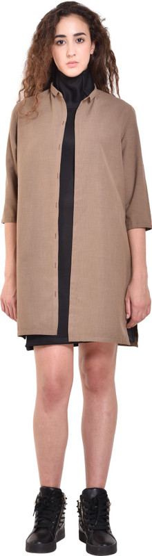 redrobe Women Solid Formal Brown Shirt