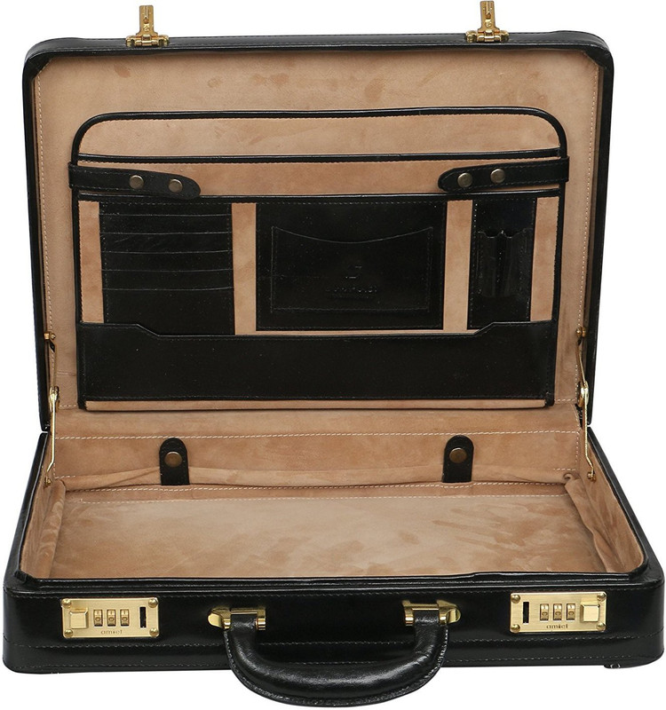 Zordan Leather leather Briefcase Bag Cum Office File Bag for Men Expandable Large Briefcase - For Men & Women(Black)