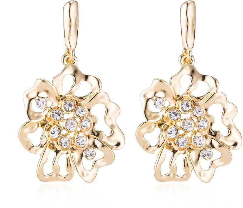 saphira Stylish Gold Plate Hanging Flower Earrings Party Wear Drop Earrings for Girls/Women Alloy Drops & Danglers