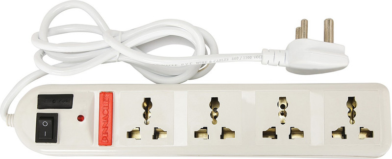 Pinnacle Spike Guard with 4 Sockets – Spike Guard with Surge Protector – Spike Booster – Spike Board with 1.25Metre Cord – Extension Boards with 4 Sockets - Spike Buster – Ideal for Home, Offices, Shops 4 Socket Surge Protector(White)