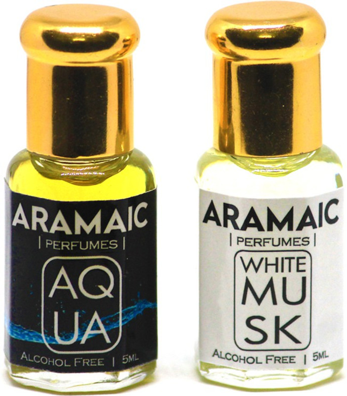 Aramaic COMBO PACK | PACK OF 2 |PREMIUM ATTAR | WHITE MUSK | AQUA | 5 ML | ALCOHOL FREE Floral Attar(Musk)