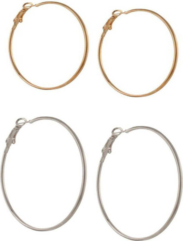 drp fasion Medium Size Bali Earring Stylish round silver earrings Fancy Party Wear Clip on Earrings for Girls & Women (combo pack) Metal Hoop Earring Coral Stone Earring Set