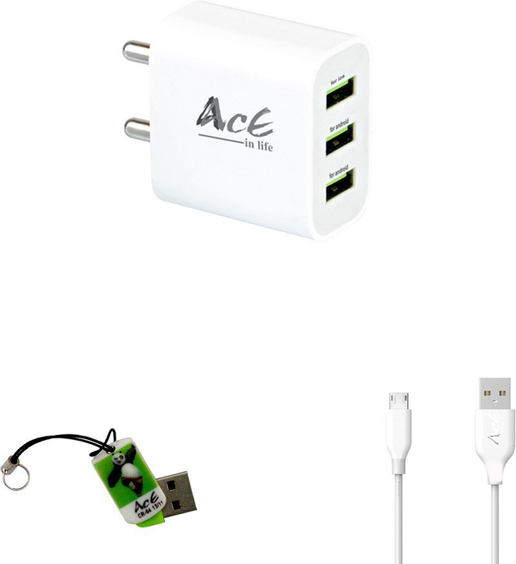 aaceinlife Wall Charger Accessory Combo for 1 Data Cable,1 Adapter Charger,1 Card reader,Manual(White)