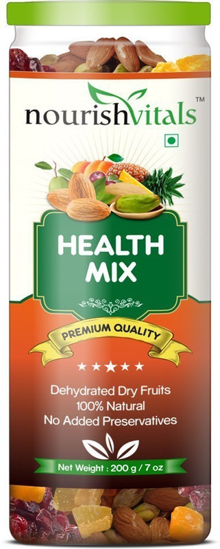 NourishVitals Health Mix (Dried Fruits & Dry Fruits) Almonds, Gooseberry, Apricots, Cranberries(200 g)