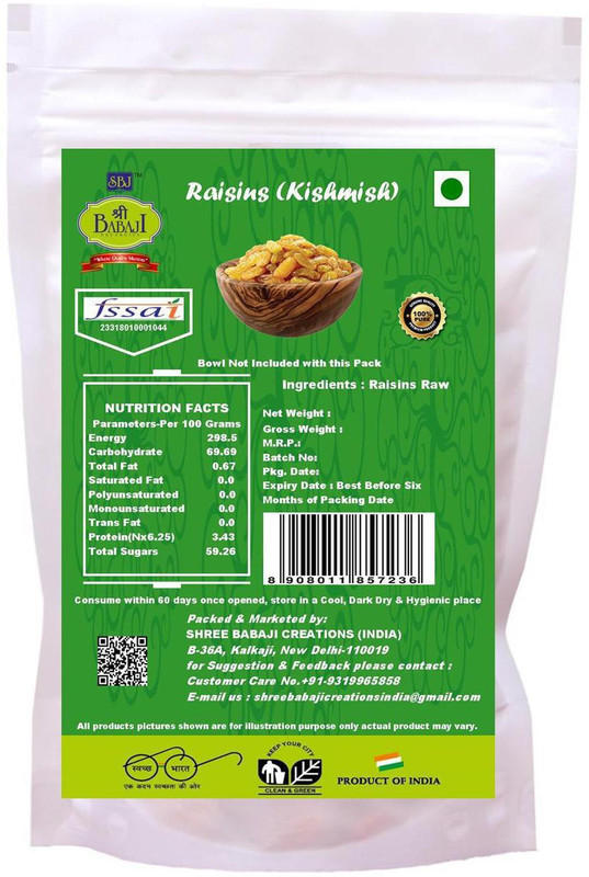 Shree BABAJI Raisins(Kismiss) 900 Grams Raisins(900 g)