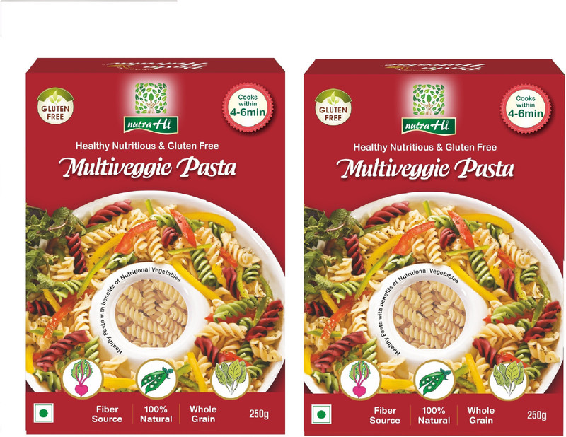 NutraHi Multiveggie Gluten free pasta Fusilli Pasta(Pack of 2, 500 g)