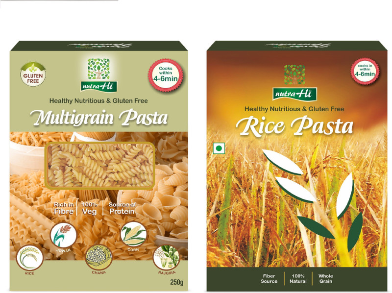 NutraHi Multigrain Gluten free pasta + Rice Gluten free pasta - 250g Each (Combo) Pasta(Pack of 2, 500 g)