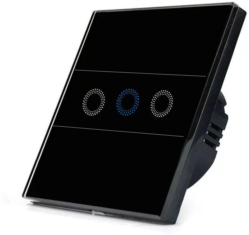 protium 3 Gang Flower Button Smart Switch(Black)