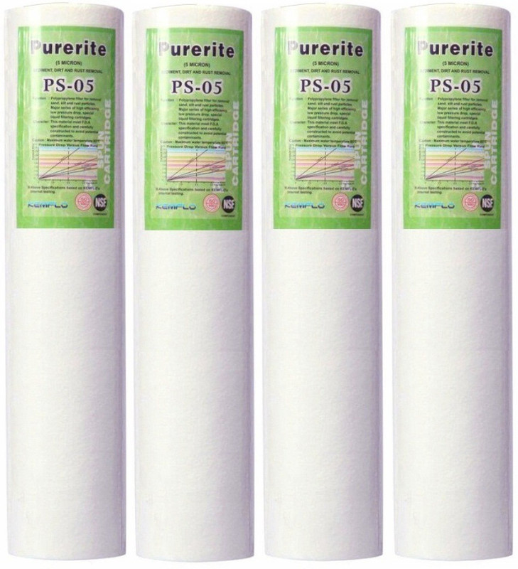kemflo 10" PP Spun Pack OF 4 For All Type Of Water Filter Solid Filter Cartridge(5, Pack of 4)