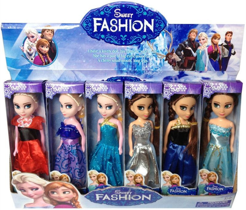 white popcorn Toys Anime Cartoon Movies Frozen Princess Anna and Elsa Doll 16cm Anna and Elsa Cute Mini Dolls Gift(Multicolor)