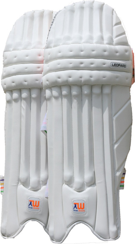 three wickets Leopard Men's (39 - 43 cm) Wicket Keeping Pad(White, Above 18 Years)