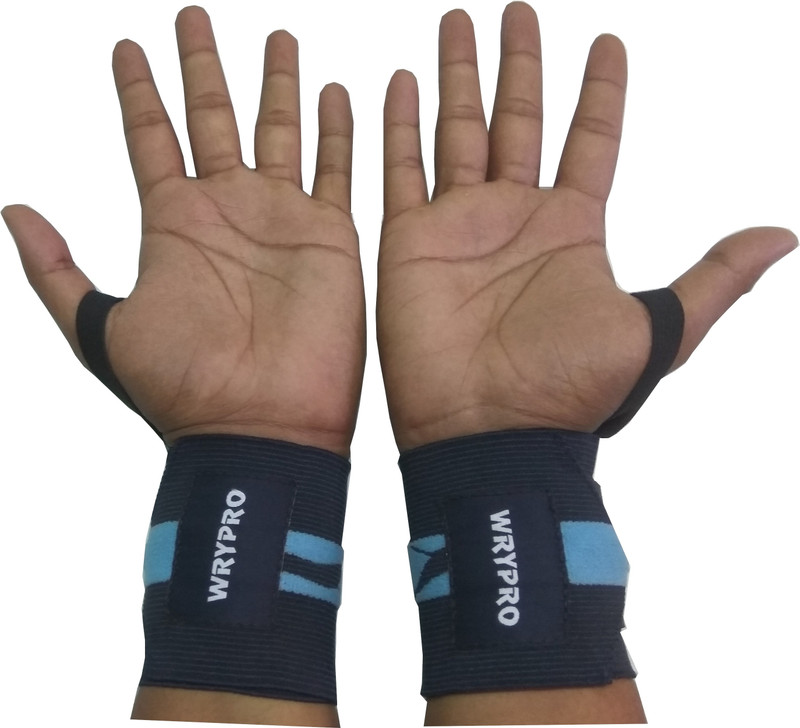 wrypro Wrist Wraps Adjustable Pair with Thumb Loop for Weightlifting, Powerlifting, Gym Wrist Support(Black)