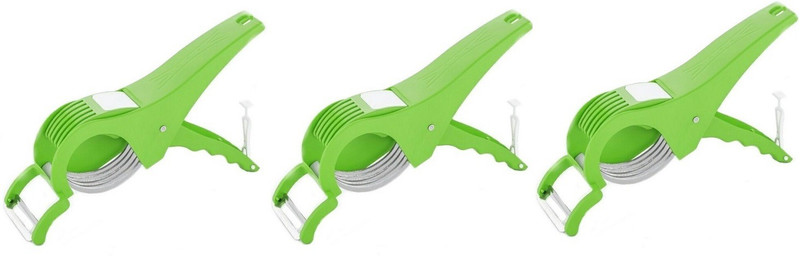 kewin 2 in 1 SET OF 3 GREEN vegetable and fruit cutter and peeler with 5 stainless steel blade Vegetable Chopper(set of 3 vegetable chopper)
