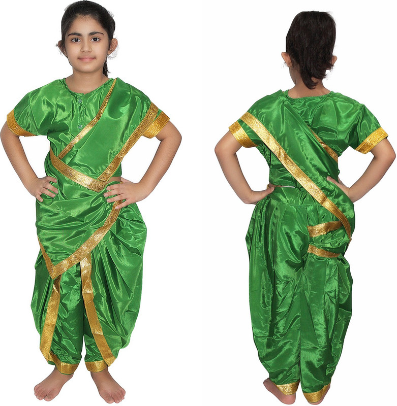 Kaku Fancy Dresses Marathi Girl Indian State Traditional Wear Costume For Republic Day/Independence Day/ School Annual function/Theme party/Competition/Stage Shows Kids Costume Wear