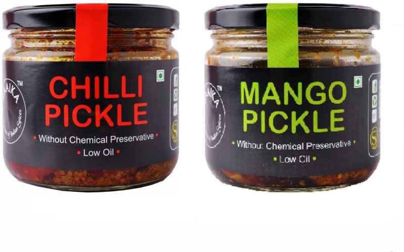 ZAAIKA PREMIUM QUALITY CHILLI AND MANGO PICKLE (PACK OF TWO) Red Chilli Pickle(400 g, Pack of2)